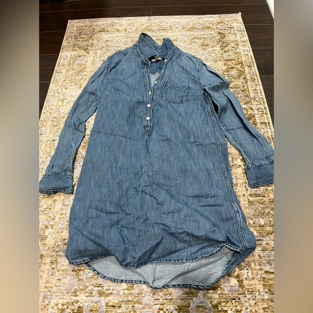 Jcrew Chambray Denim Tunic Pullover Shirt Dress